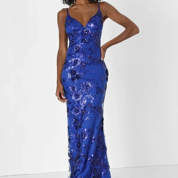 chinese dress ladies Zapaka Women Sparkly Sequins Light Blue Prom Dress with Slit Mermaid Spaghetti Straps Party Dress, Royal Blue / US18W